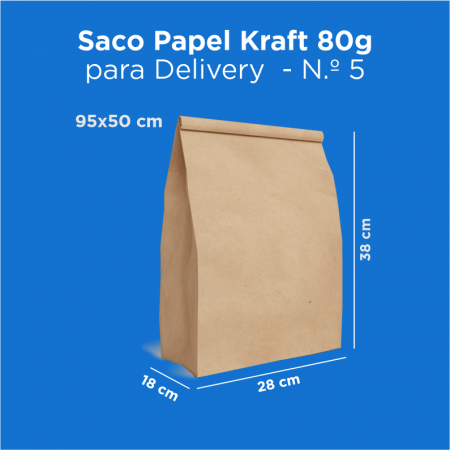 Sacos Papel Kraft 80g para Delivery  - N.º 5  500und