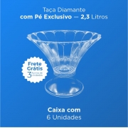Taça Diamante com Pé Exclusivo  2,3 litros  Caixa com 6 Unidades