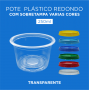 Pote Plástico Transparente Redondo Com Sobretampa - 250ml