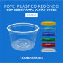 Pote Plástico Transparente Redondo Com Sobretampa - 500ml Baixo