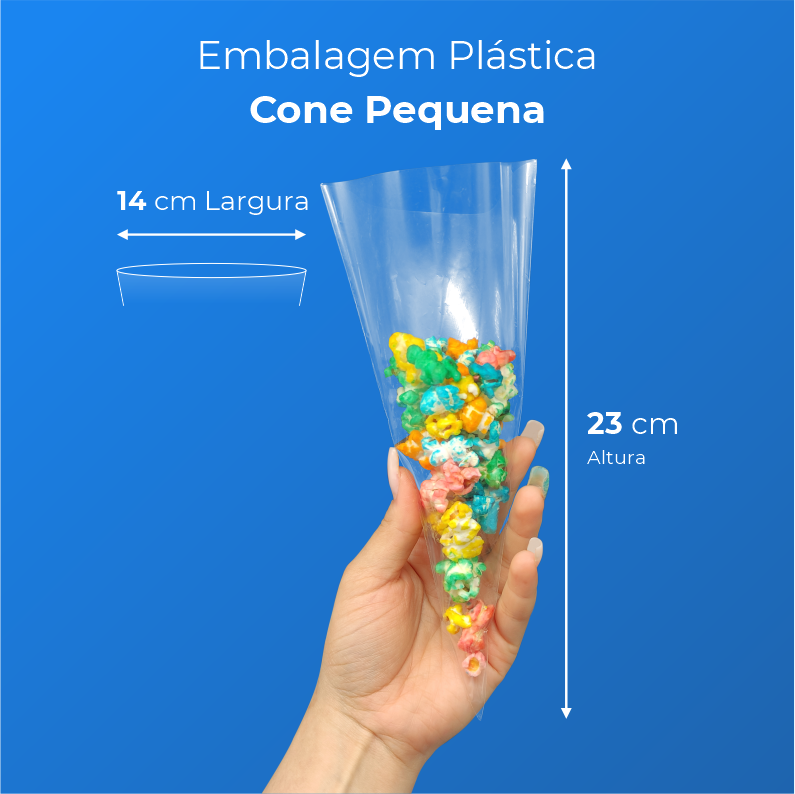 Embalagem Plásticas Cone Pequena - 100 Und