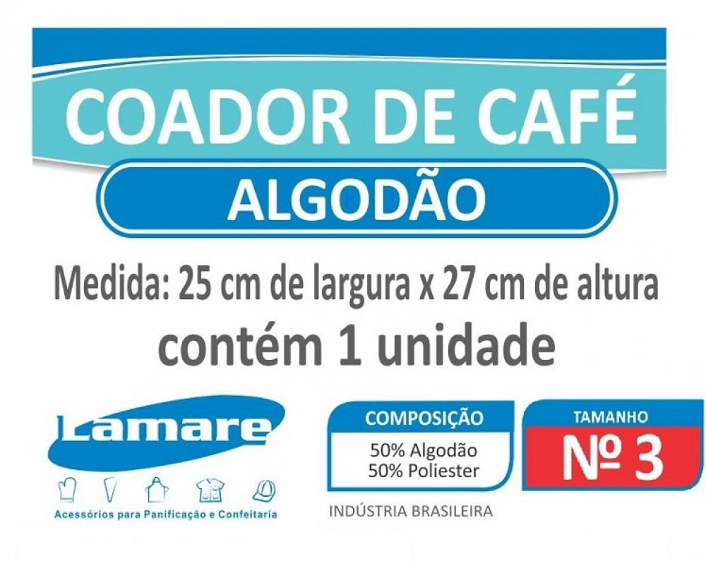Coador de Café nº 3 - 3,2 litros - 25 x 27 cm - Algodão - Lamare - Foto 1