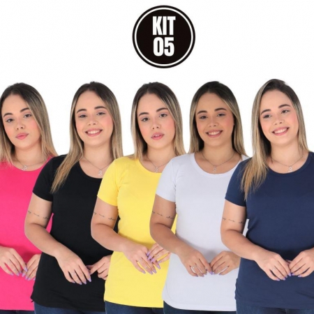 Kit 5 Tshirt LongLine Feminina Cumprida