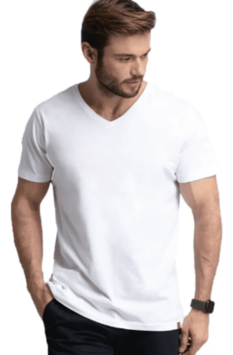 Kit 10 Camiseta Masculina Gola V Branco