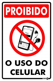 Placa PS 0,80mm 20x30cm PS806 Proibido Uso do celular