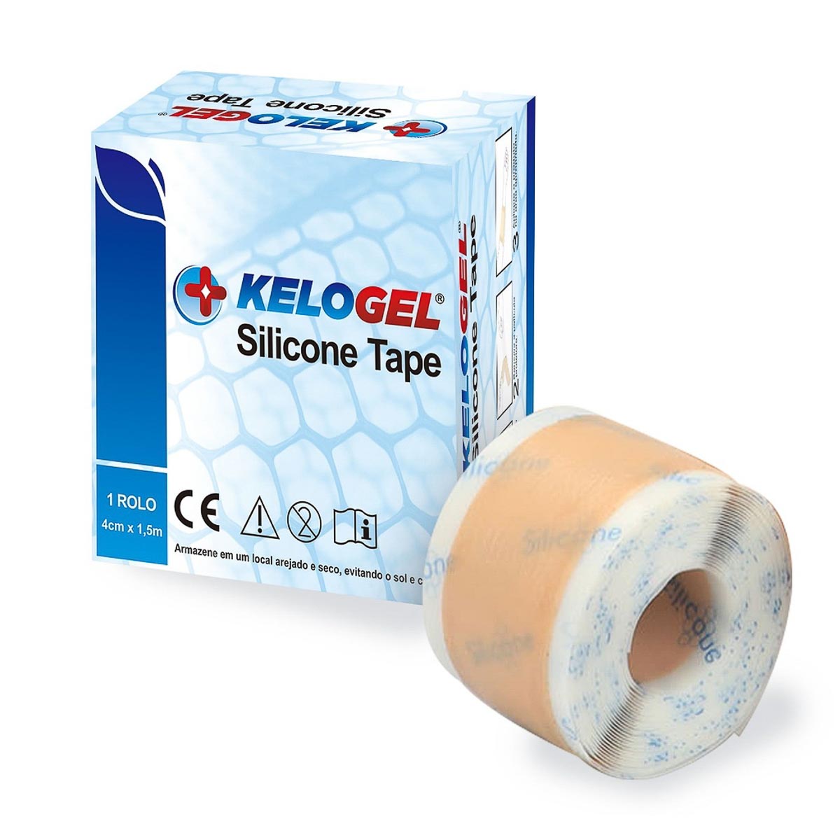 Rolo de fita de silicone tape Kelogel médico hospitalar 150x4cm fixação de sondas, tratamento cicatriz não hipertróficas  - Cinta se Nova