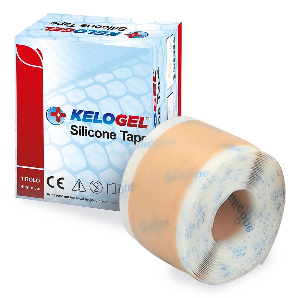 Rolo de fita de silicone tape Kelogel médico hospitalar 300x4cm fixação de sondas, tratamento cicatriz não hipertróficas  - Cinta se Nova