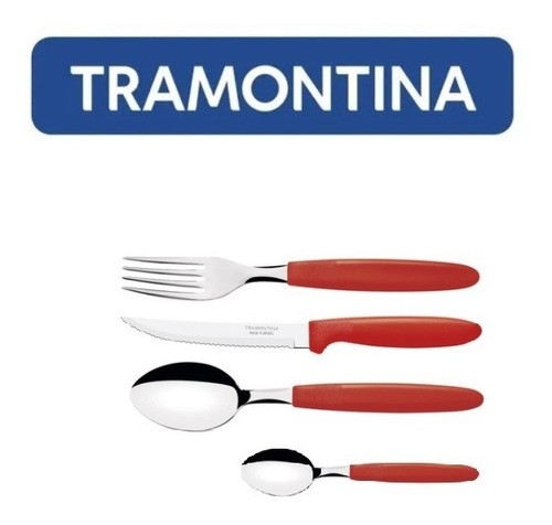 Kit Restaurante 16 Talheres Tramontina Ipanema Vermelho