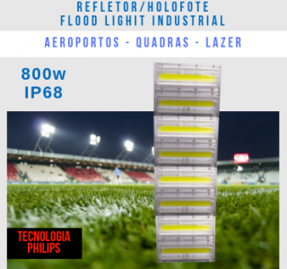 REFLETOR LED MODELO 2019 FLOOD LIGHT (TECNOLOGIA PHILIPS) 800W IP68 QUATRO MÓDULOS NUMBER THREE