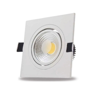 Spot LED 7W Cob Quadrado Branco Frio Embutir Direcionável Branco Frio
