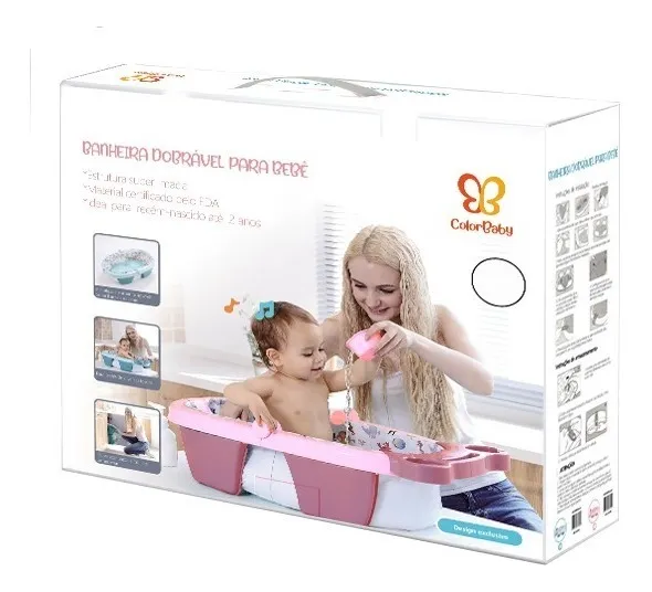 Banheira Para Bebê Dobrável Inflável Portátil Color Baby  - Encanto Baby
