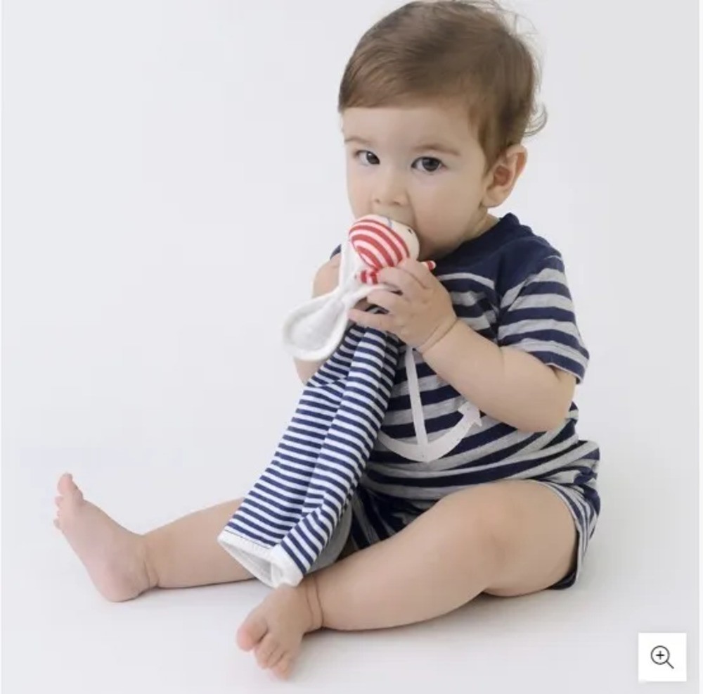 Naninha Para Bebê c/Prendedor De Chupeta Listrado Rosa Zip Toys - Encanto Baby