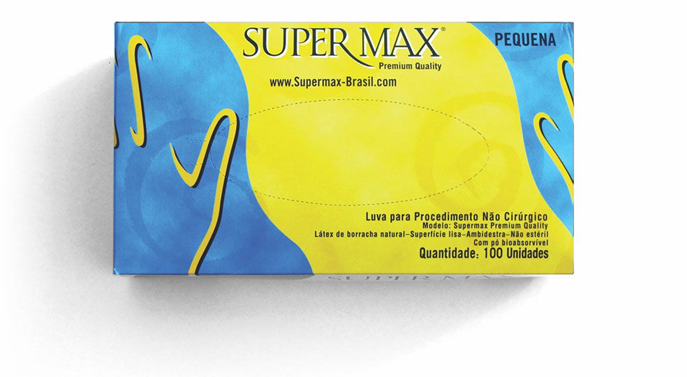 Luva de Procedimento Não Cirúrgico Latex - Caixa com 100 Unid - Supermax