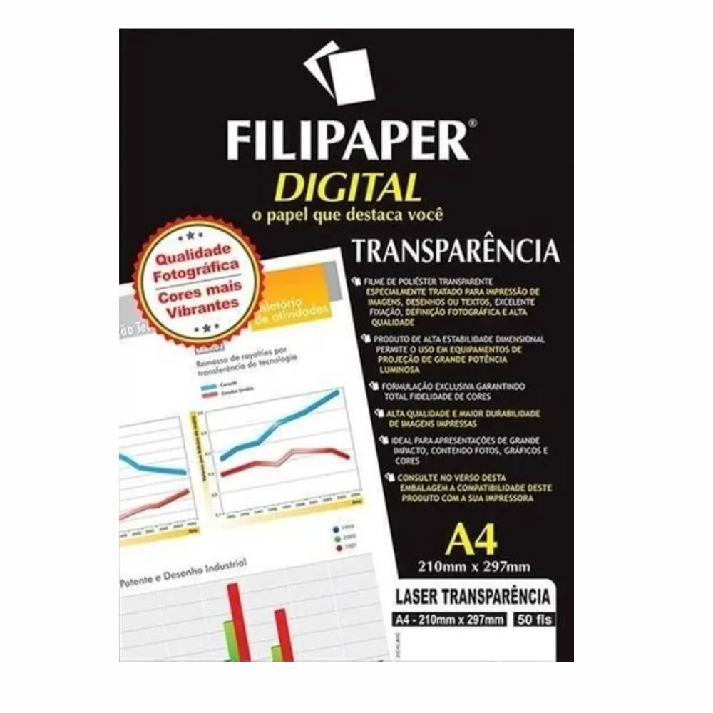 Transparência Laser com Tarja Filipaper PRO 50 folhas