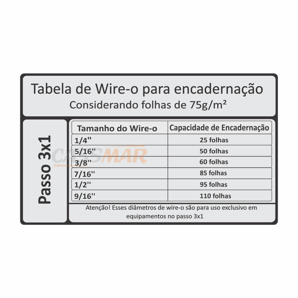Wire-o para Encadernação 3x1 A4 Prata 5/16 para 50fls 100un