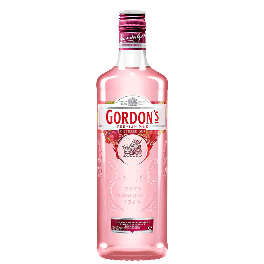 Kit - Gin Gordon's Pink 750ml, Mini Monin Framboesa 250ml, Taça Acrílico Gordon's com 6un Tônica Schweppes