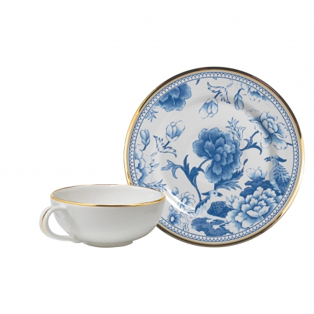 Jogo 6 xícaras de Chá com Pires Chinese Blue Filete Ouro 90ml- Alleanza
