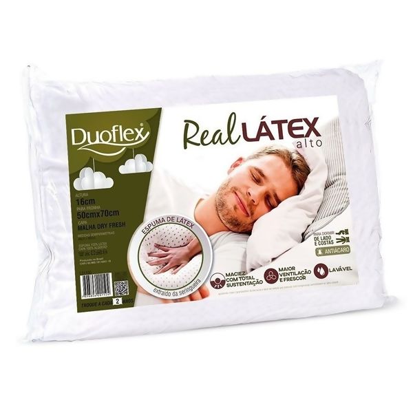 Travesseiro Real Latex - Duo Flex - 50 x 70 - 16 cm Altura
