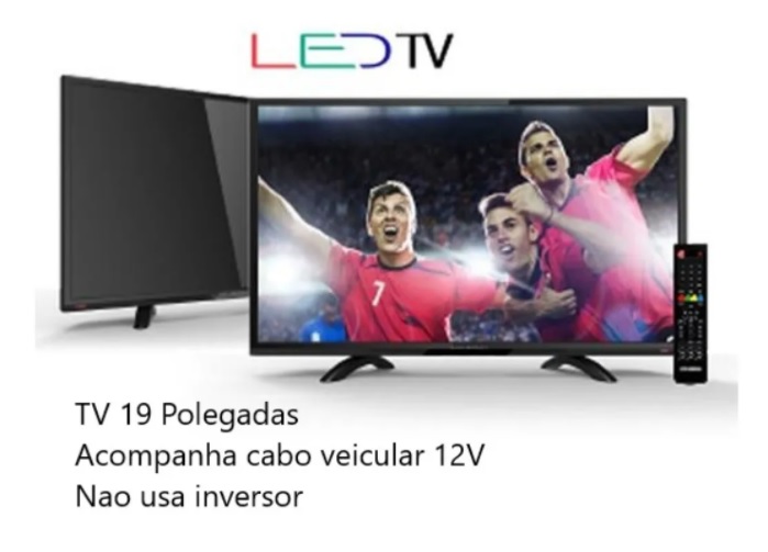 Televisor Tv 12v Digital Led  Hdmi Hd Usb Monitor 19" Polegadas Barco Lancha Caminhao Onibus Motorhome Van 12 Volts