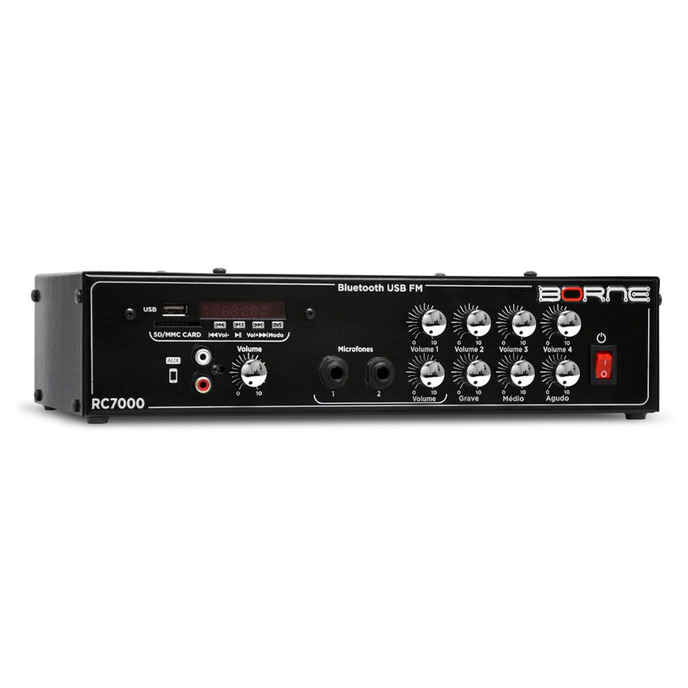 Amplificador Borne Rc7000 Som Ambiente USB/SD/MMC e FM