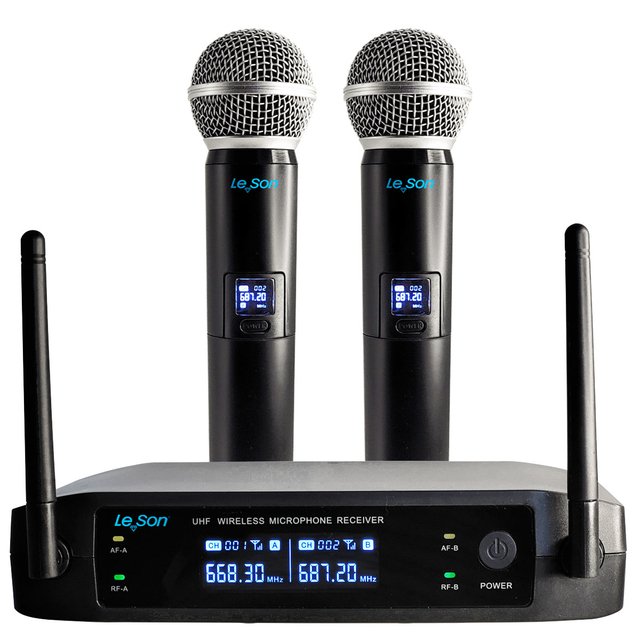 Microfone sem Fio LS902 Digital Plus HT UHF Mão Duplo Leson