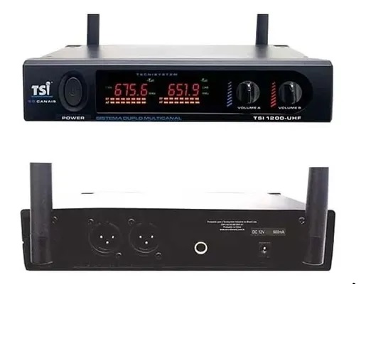 Microfone Sem Fio TSI 1200 Duplo Digital UHF 96 Canais C/Case