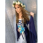 Vestido Noiva Medieval Luxuoso Completo Coroa De Flores Véu