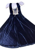 Vestido Camponesa medieval azul marinho com blusinha ciganinha