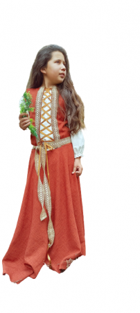 Vestido medieval camponesa infantil Linho Rústico