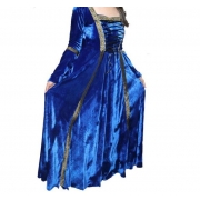Vestido Medieval Tradicional Azul Royal Luxuoso