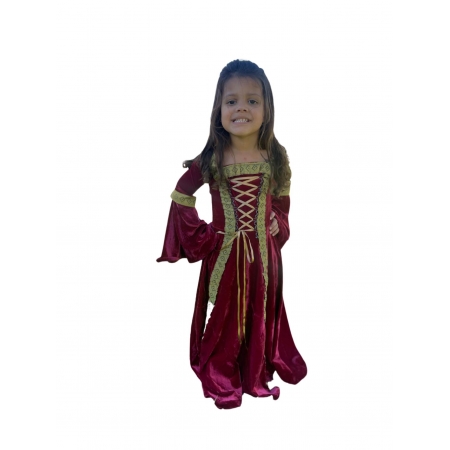 Vestido Medieval tradicional bordo infantil