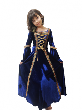 Vestido medieval tradicional Infantil Azul Marinho