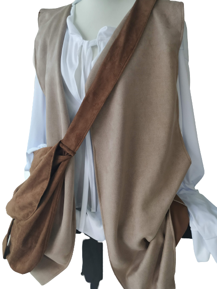 Traje Medieval masculino acompanha camisa capa e bolsa pequena