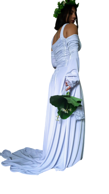 Vestido Casamento medieval luxuoso branco com mangas longas noiva medieval renascentista