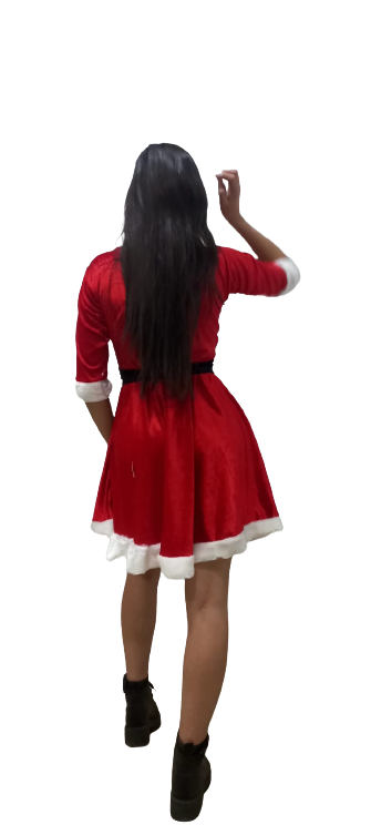 Vestido mamãe Noel luxo veludo vermelho