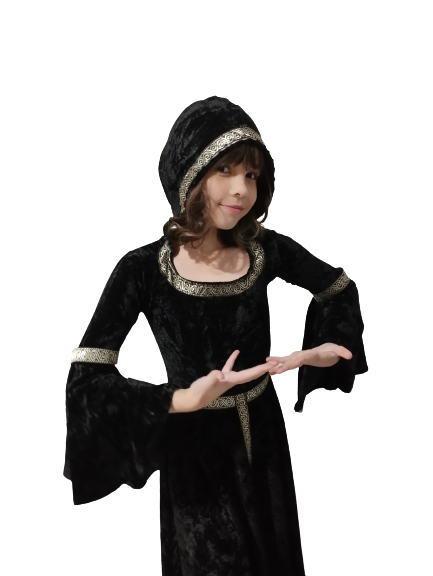Vestido Medieval Bruxa Capuz  Infantil