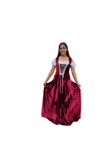 Vestido Medieval camponesa bordo com blusa ciganinha - Princesa Urbana -  Viva o Encanto