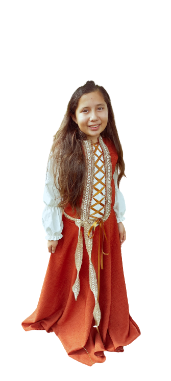 Vestido medieval camponesa infantil Linho Rústico