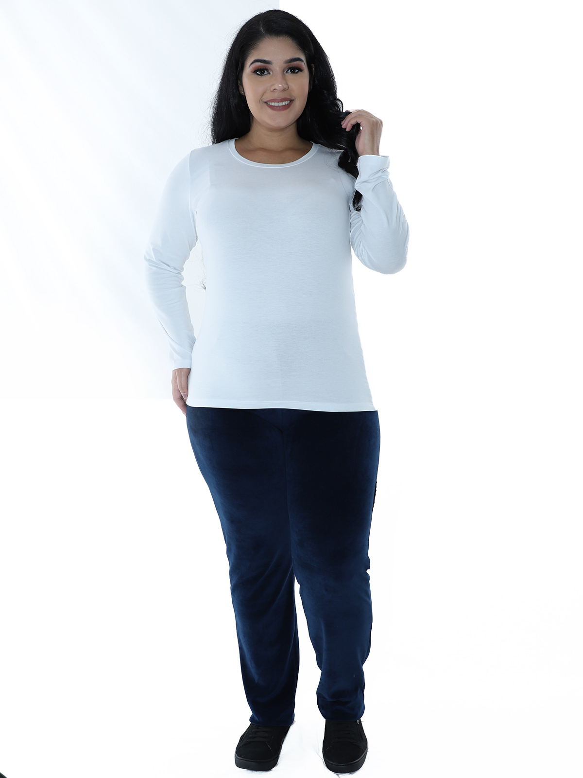 Calça Plus Size Feminina de Plush Azul Marinho