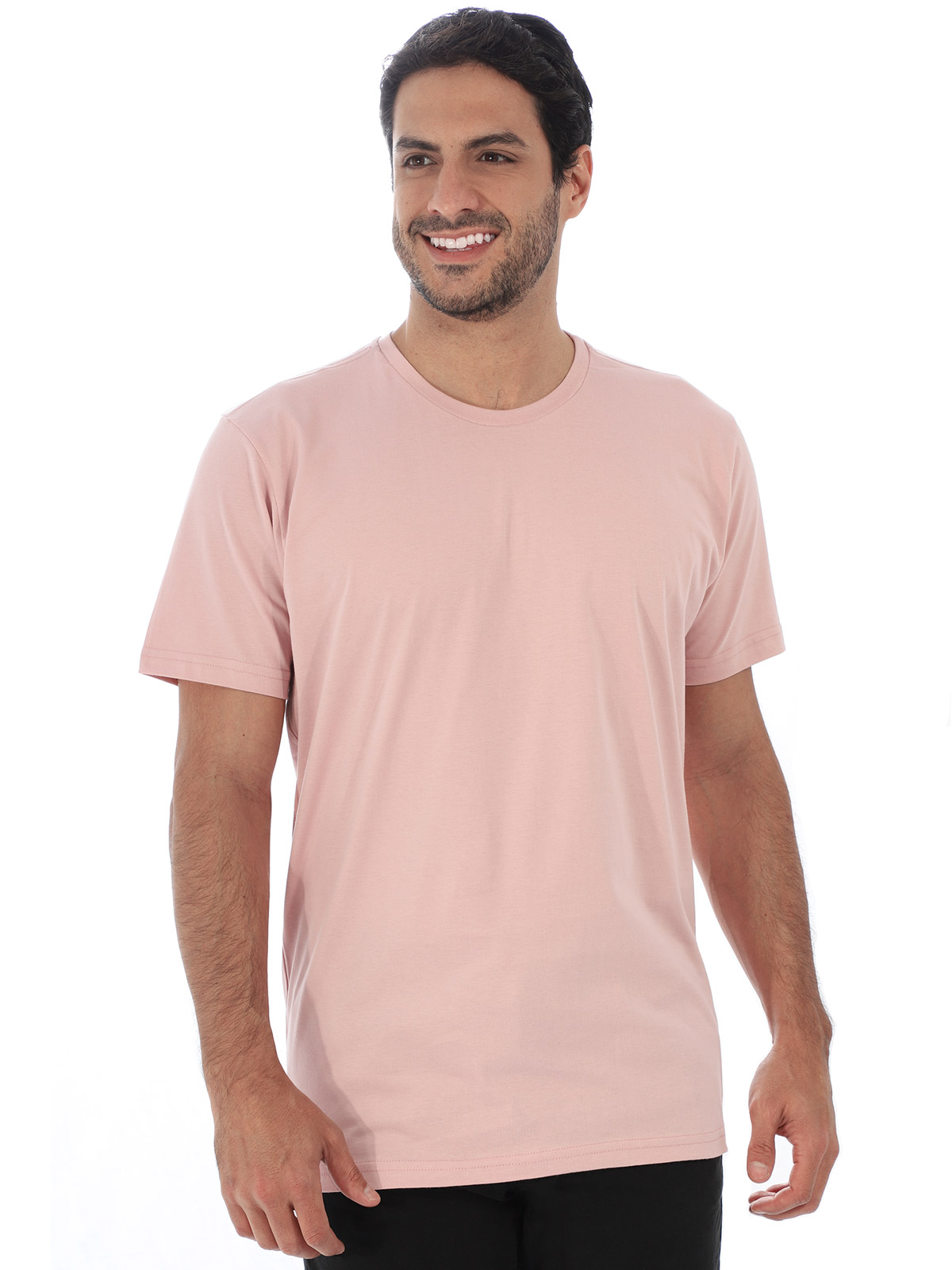Camiseta Masculina Algodão Manga Curta Básica Rosa