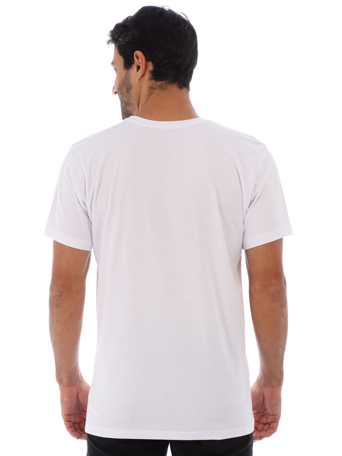 Camiseta Masculina Básica Algodão Estampa Microfone Branca