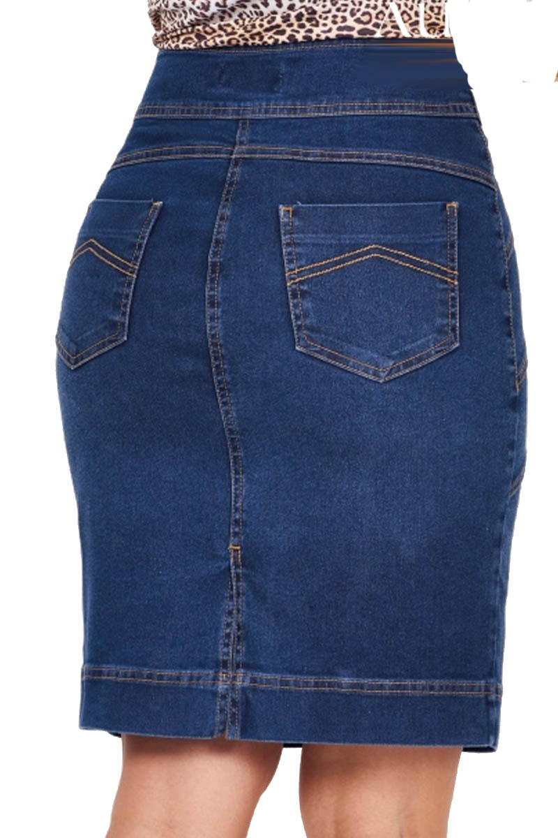 Saia Jeans Com Zíper Frontal Via Tolentino