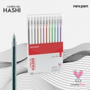 Caneta Gel Hashi Newpen ponta agulha - 12 cores
