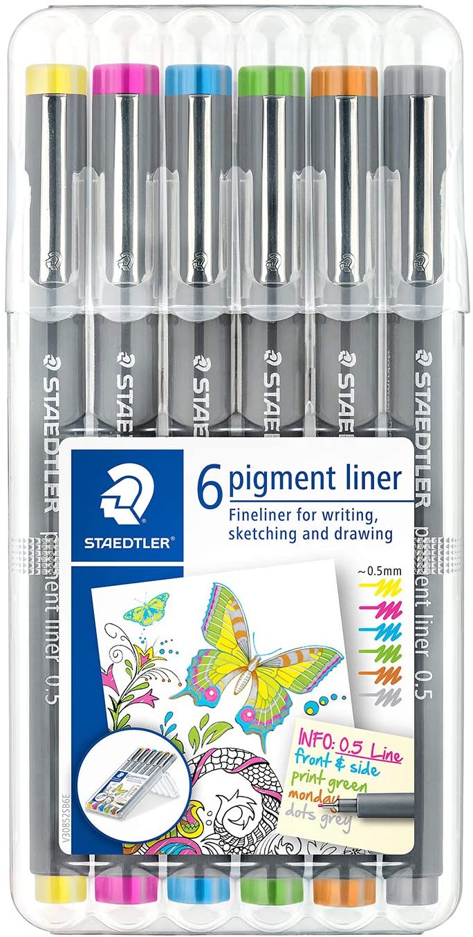 Staedtler, Caneta Técnica Staedtler Pigment Liner  - 6 Cores
