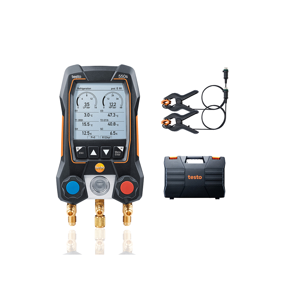 Testo 550s Manifold Digital 2 Vias Bluetooth 2 sondas de Temperatura Com Fio Kit Basic  (0564 5501)