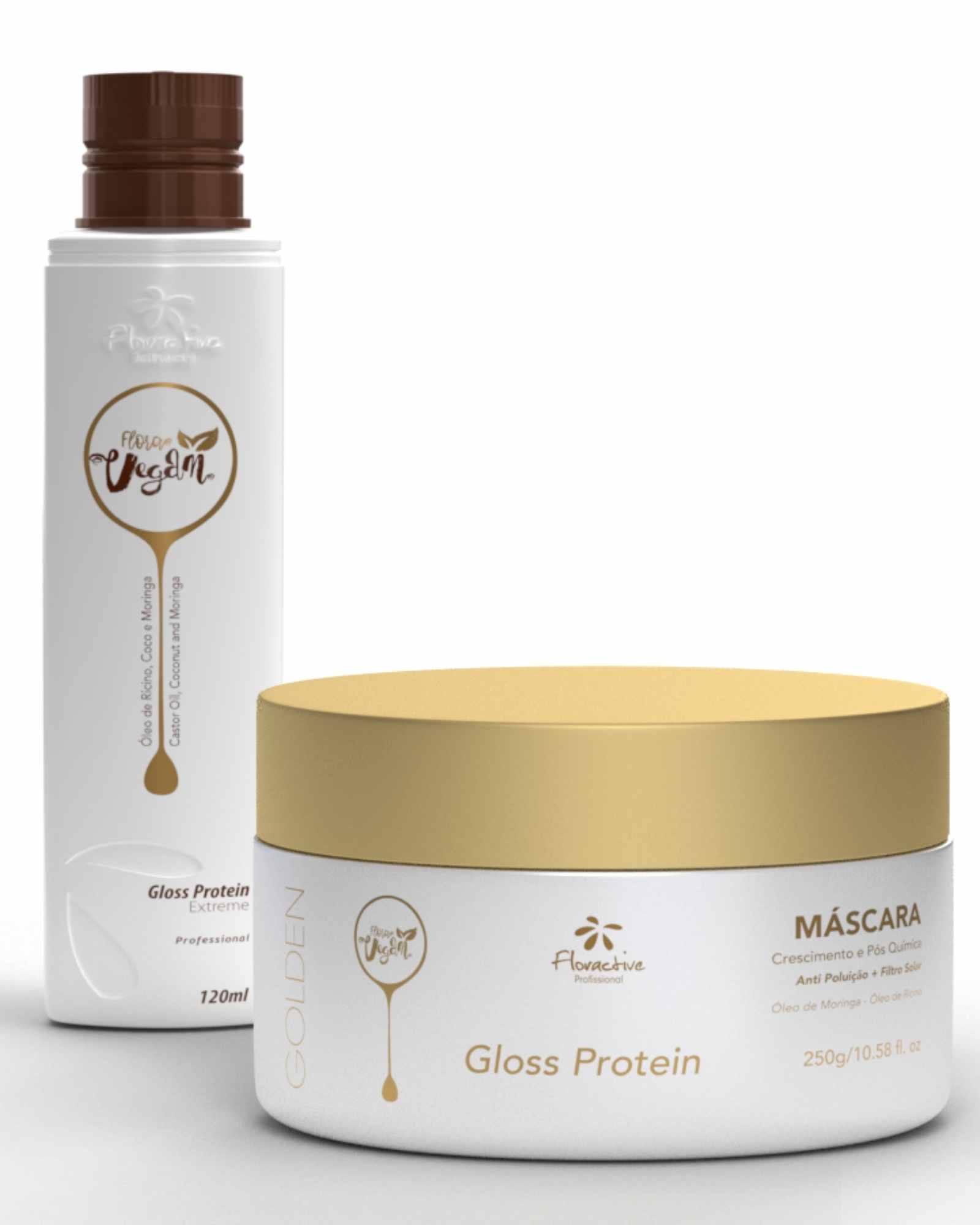 Kit Gloss Protein 120ml + Máscara de Nutrição Golden Gloss 250g