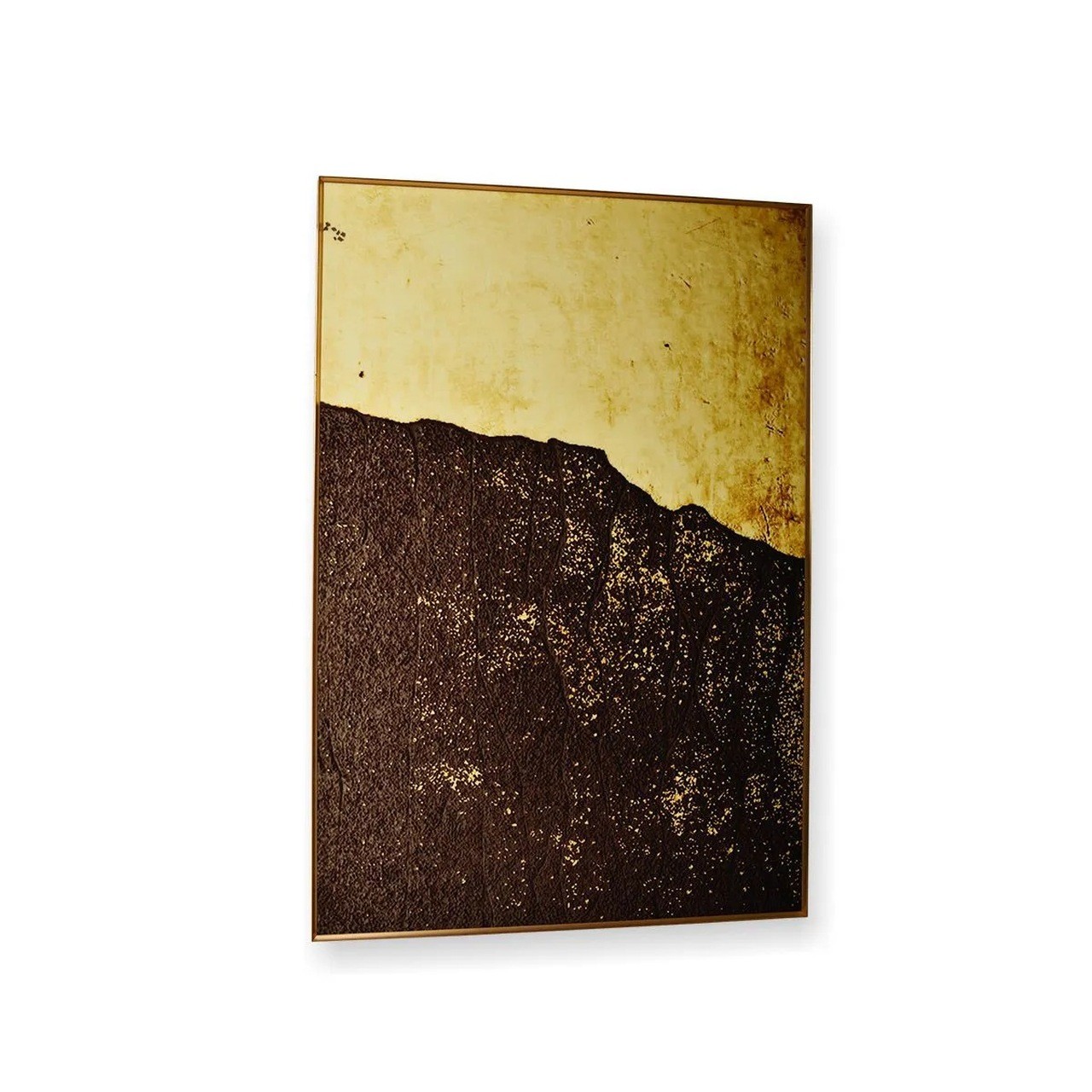 Quadro Decor Abstrato Montanha em Dourado e Preto