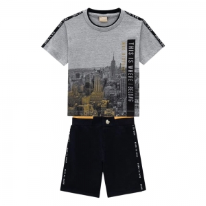 Conjunto Juvenil Menino Camiseta e Bermuda Milon 13461