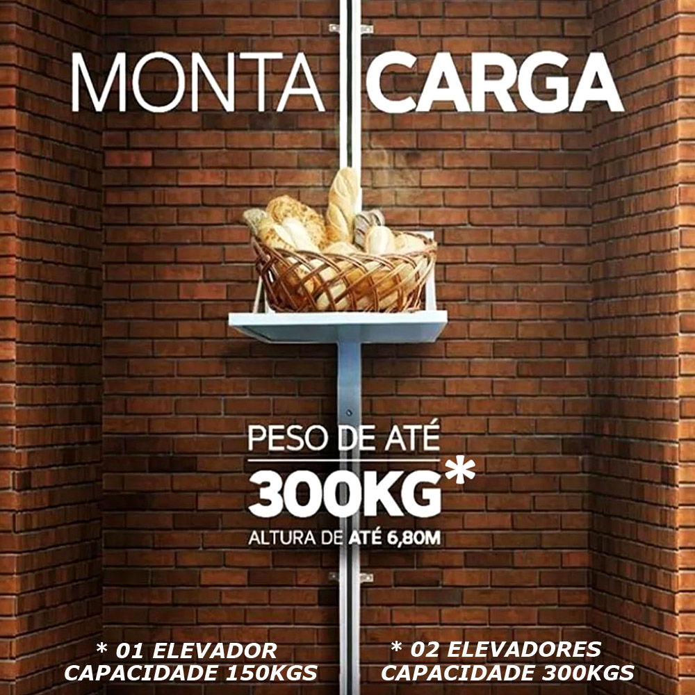 Elevador De Carga 3m 300kgs 220v Pronta Entrega Monta Carga