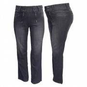 Calça Jeans Feminina C/ Ziper Frontal Plus Size
